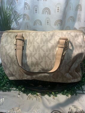 Michael Kors Beige/Tan MK Signature Satchel